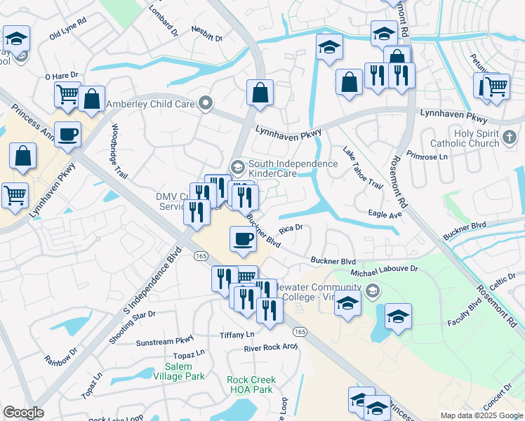 map of restaurants, bars, coffee shops, grocery stores, and more near 3930 Buchanan Drive in Virginia Beach