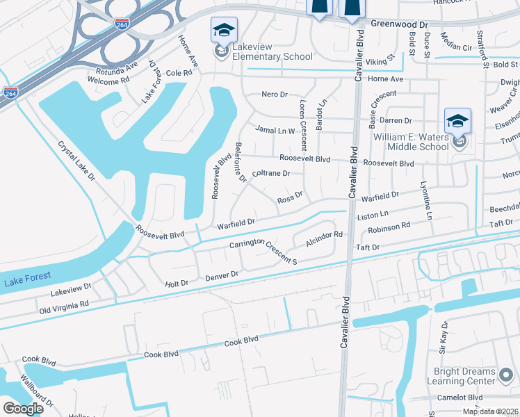 map of restaurants, bars, coffee shops, grocery stores, and more near 1 Warfield Court in Portsmouth