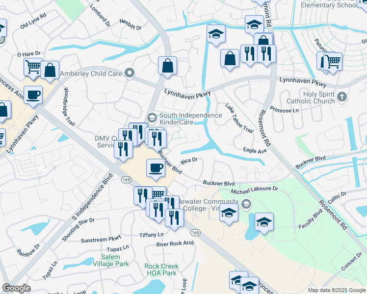 map of restaurants, bars, coffee shops, grocery stores, and more near 3907 Buchanan Drive in Virginia Beach