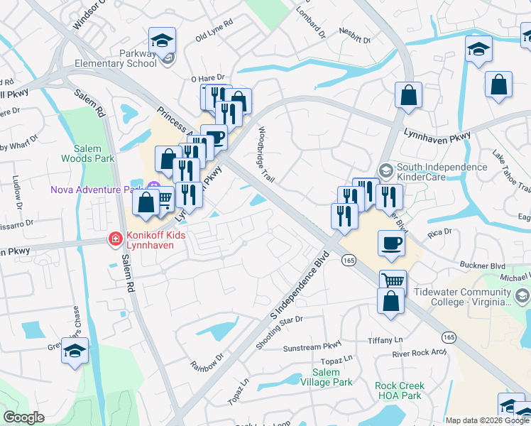map of restaurants, bars, coffee shops, grocery stores, and more near 3872 Clarendon Way in Virginia Beach