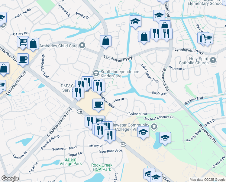 map of restaurants, bars, coffee shops, grocery stores, and more near 3907 Buchanan Drive in Virginia Beach