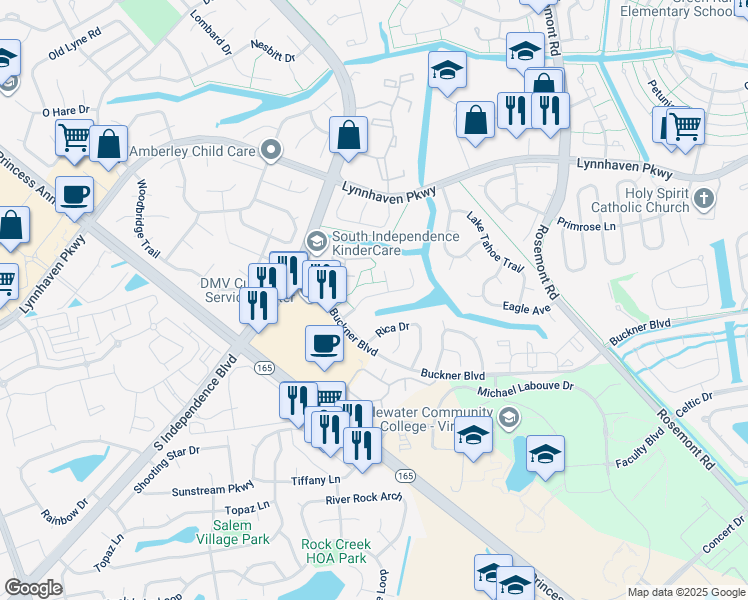 map of restaurants, bars, coffee shops, grocery stores, and more near 3901 Buchanan Drive in Virginia Beach