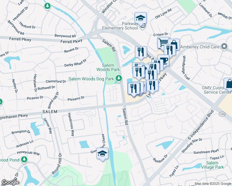 map of restaurants, bars, coffee shops, grocery stores, and more near Wynd Crest Way in Virginia Beach