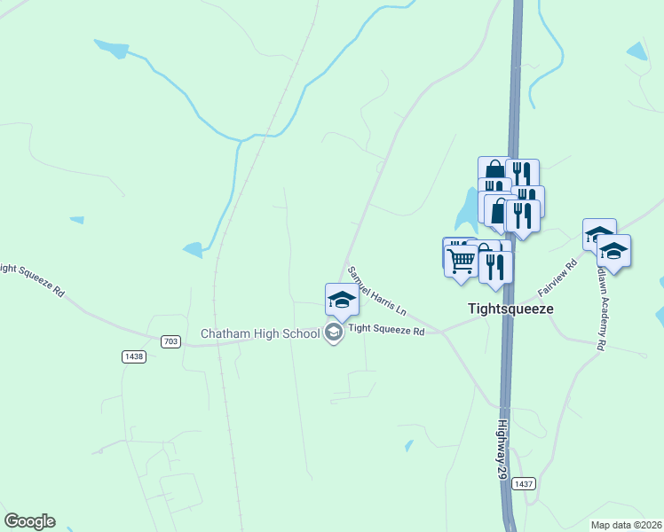 map of restaurants, bars, coffee shops, grocery stores, and more near 1124 Cherrystone Road in Chatham