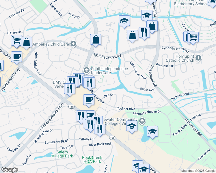 map of restaurants, bars, coffee shops, grocery stores, and more near 3861 Buchanan Drive in Virginia Beach