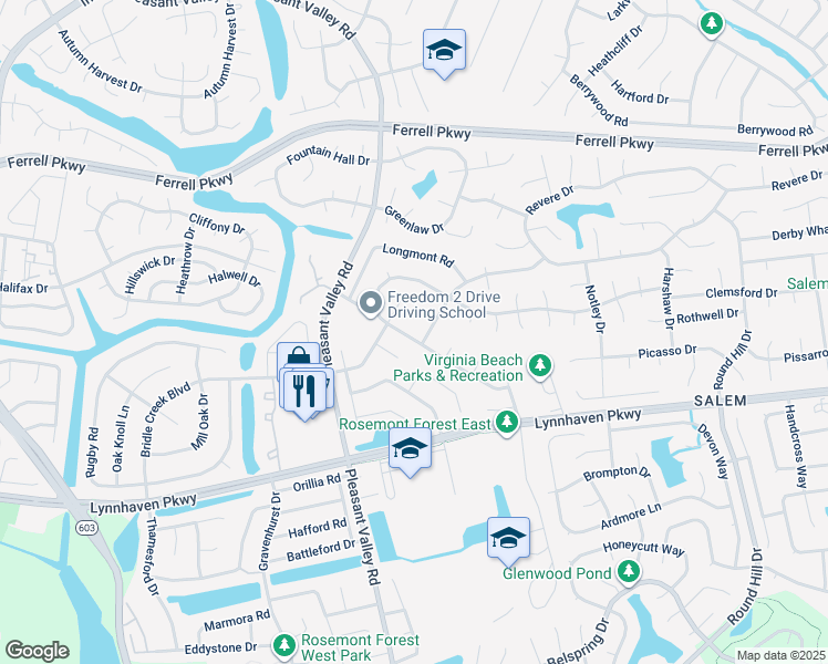 map of restaurants, bars, coffee shops, grocery stores, and more near 4813 Boxford Road in Virginia Beach