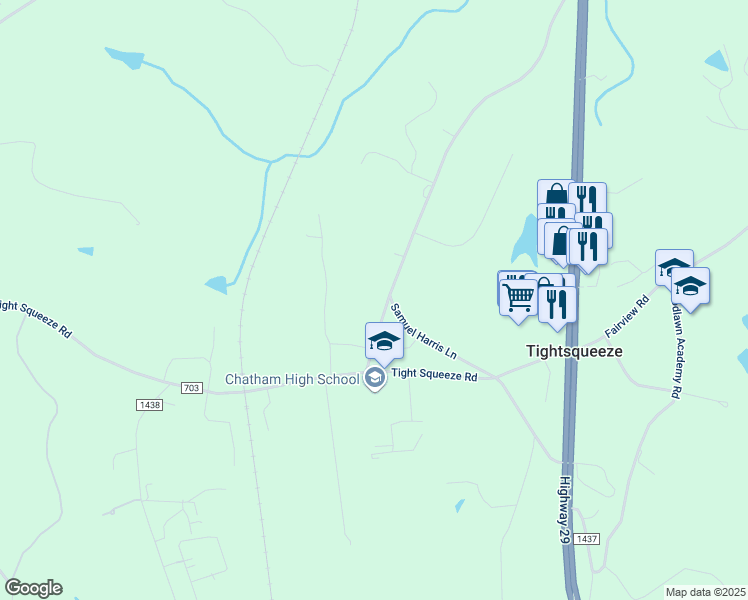 map of restaurants, bars, coffee shops, grocery stores, and more near 1120 Cherrystone Road in Chatham