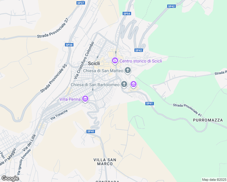 map of restaurants, bars, coffee shops, grocery stores, and more near 31 Via Guadagna in Scicli