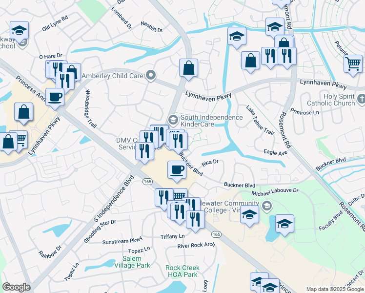 map of restaurants, bars, coffee shops, grocery stores, and more near 3511 Irvington Court in Virginia Beach