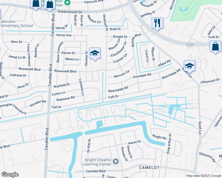map of restaurants, bars, coffee shops, grocery stores, and more near 509 Beechdale Road in Portsmouth