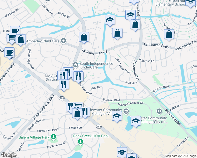 map of restaurants, bars, coffee shops, grocery stores, and more near 3849 Buchanan Drive in Virginia Beach