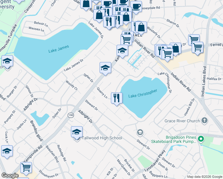 map of restaurants, bars, coffee shops, grocery stores, and more near 5209 Canoe Landing in Virginia Beach