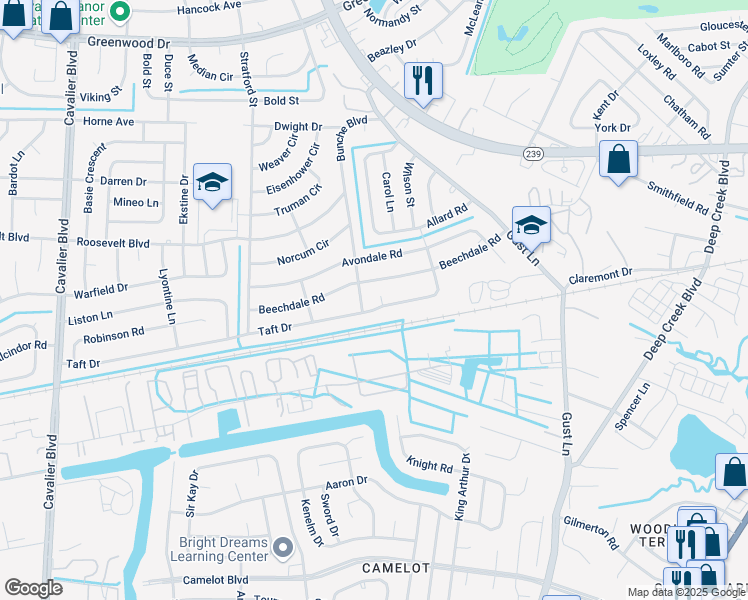 map of restaurants, bars, coffee shops, grocery stores, and more near 325 Taft Drive in Portsmouth