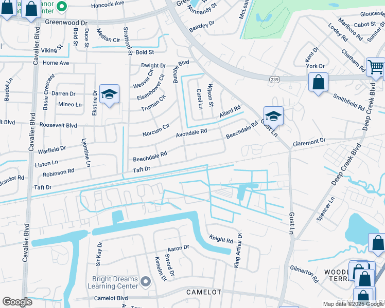 map of restaurants, bars, coffee shops, grocery stores, and more near 325 Taft Drive in Portsmouth