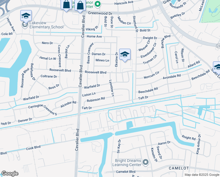 map of restaurants, bars, coffee shops, grocery stores, and more near 900 Liston Lane in Portsmouth