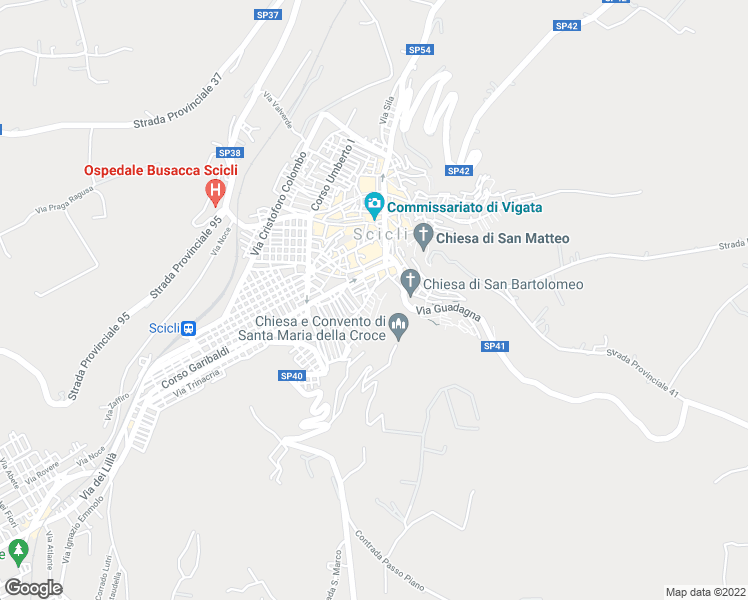 map of restaurants, bars, coffee shops, grocery stores, and more near 62-69 Via San Giuseppe in Scicli