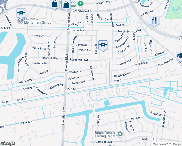 map of restaurants, bars, coffee shops, grocery stores, and more near 900 Liston Lane in Portsmouth