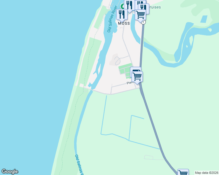 map of restaurants, bars, coffee shops, grocery stores, and more near 8506 Laguna Place in Moss Landing