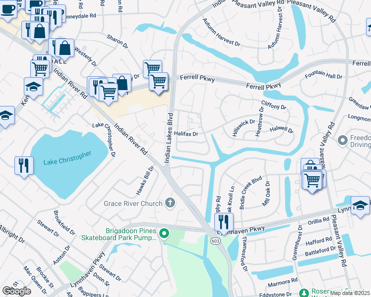map of restaurants, bars, coffee shops, grocery stores, and more near 1608 Jameson Drive in Virginia Beach
