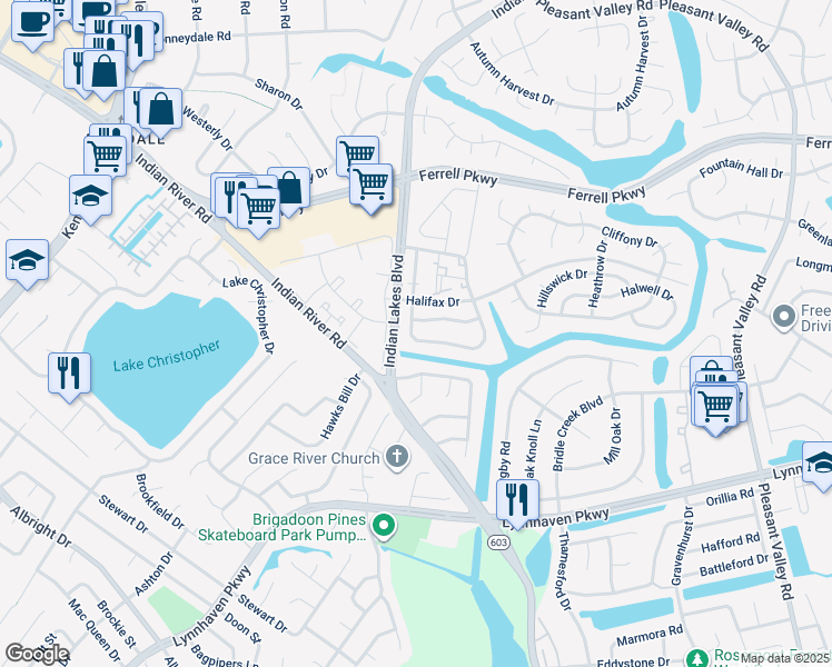 map of restaurants, bars, coffee shops, grocery stores, and more near 1625 Jameson Drive in Virginia Beach