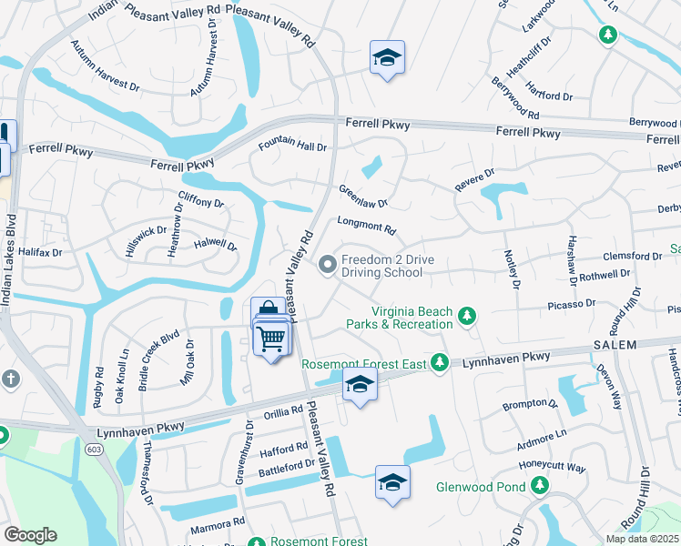 map of restaurants, bars, coffee shops, grocery stores, and more near 4744 Boxford Road in Virginia Beach
