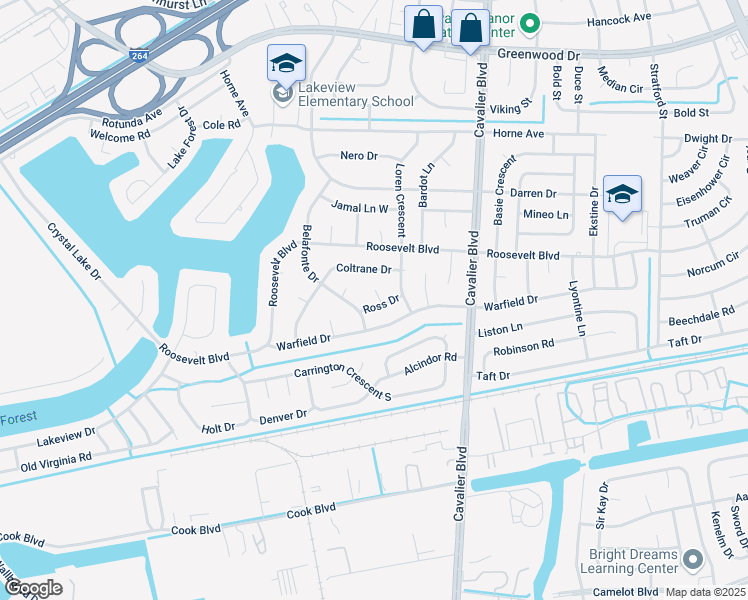 map of restaurants, bars, coffee shops, grocery stores, and more near 2 Ross Court in Portsmouth