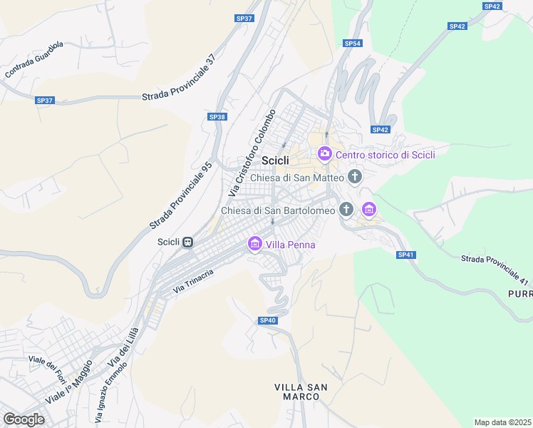map of restaurants, bars, coffee shops, grocery stores, and more near 81 Via Mentana in Scicli