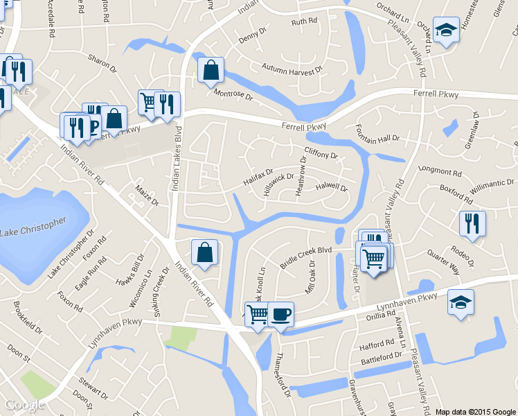 map of restaurants, bars, coffee shops, grocery stores, and more near 1624 Helmsley Court in Virginia Beach