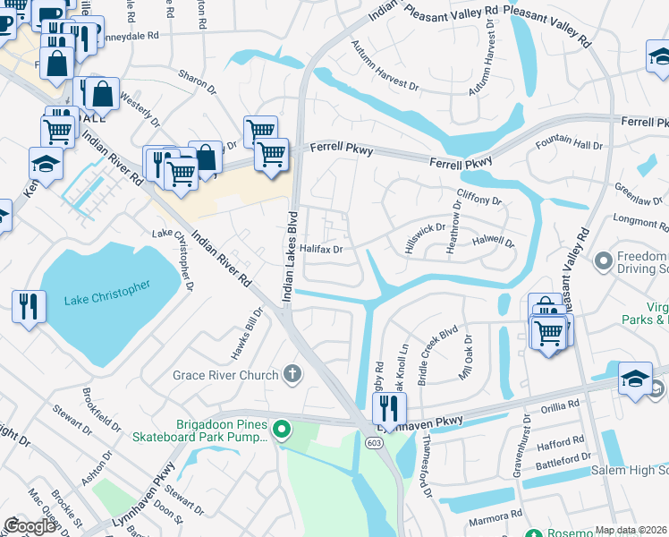 map of restaurants, bars, coffee shops, grocery stores, and more near 5234 Johnstown Lane in Virginia Beach