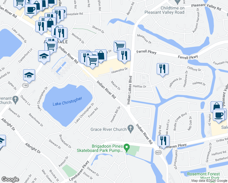 map of restaurants, bars, coffee shops, grocery stores, and more near Harvest Bend Court in Virginia Beach