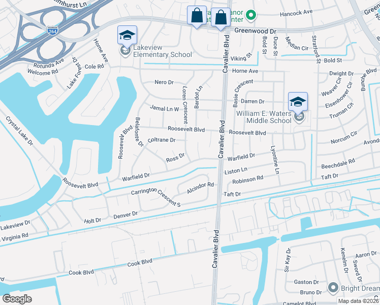 map of restaurants, bars, coffee shops, grocery stores, and more near 1609 Loren Crescent in Portsmouth
