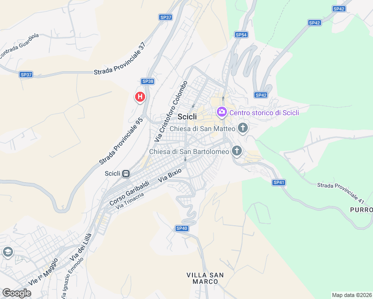 map of restaurants, bars, coffee shops, grocery stores, and more near 241 Corso Umberto I in Scicli