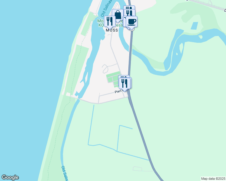 map of restaurants, bars, coffee shops, grocery stores, and more near 10933 Pieri Court in Moss Landing
