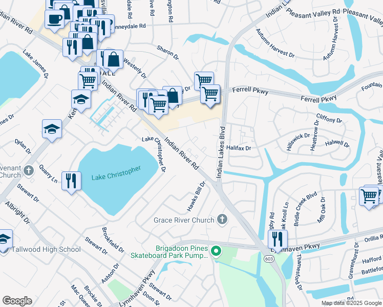 map of restaurants, bars, coffee shops, grocery stores, and more near 1756 Willow Creek Court in Virginia Beach