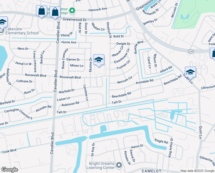 map of restaurants, bars, coffee shops, grocery stores, and more near 303 Stratford Street in Portsmouth