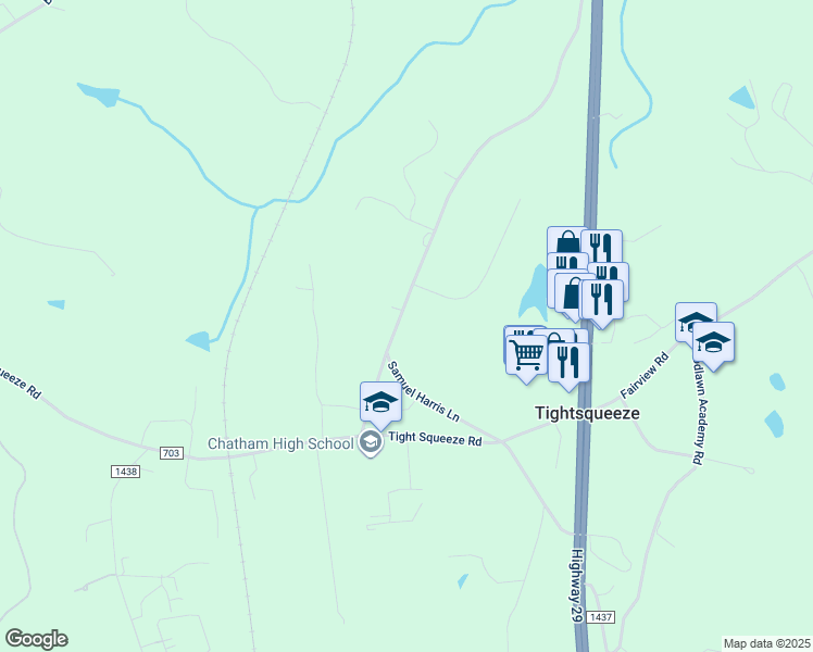 map of restaurants, bars, coffee shops, grocery stores, and more near 1017 Cherrystone Road in Chatham