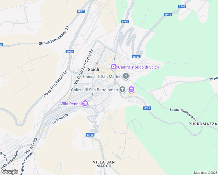 map of restaurants, bars, coffee shops, grocery stores, and more near 3 Via San Giuseppe in Scicli