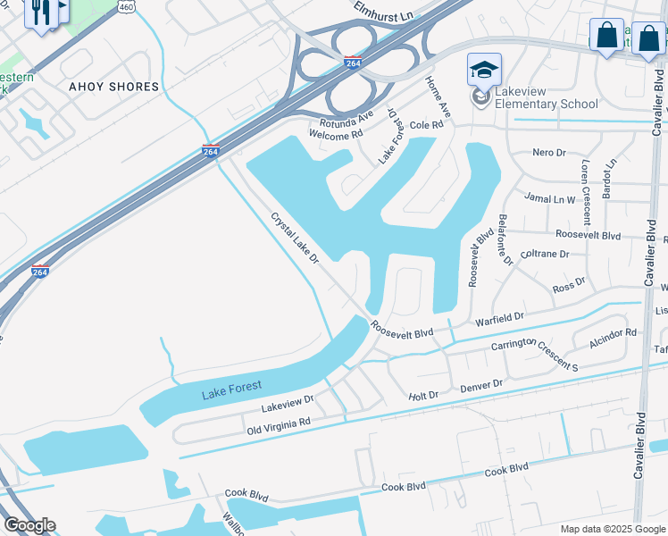 map of restaurants, bars, coffee shops, grocery stores, and more near 20 Eleanor Court North in Portsmouth