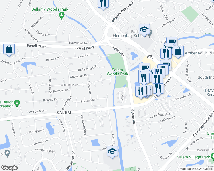 map of restaurants, bars, coffee shops, grocery stores, and more near 1429 Ashburnham Arch in Virginia Beach