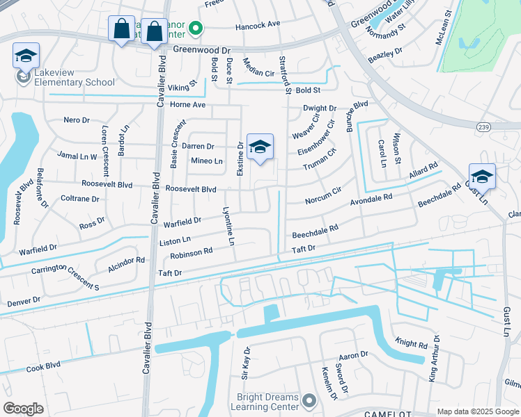 map of restaurants, bars, coffee shops, grocery stores, and more near 1607 Welk Street in Portsmouth