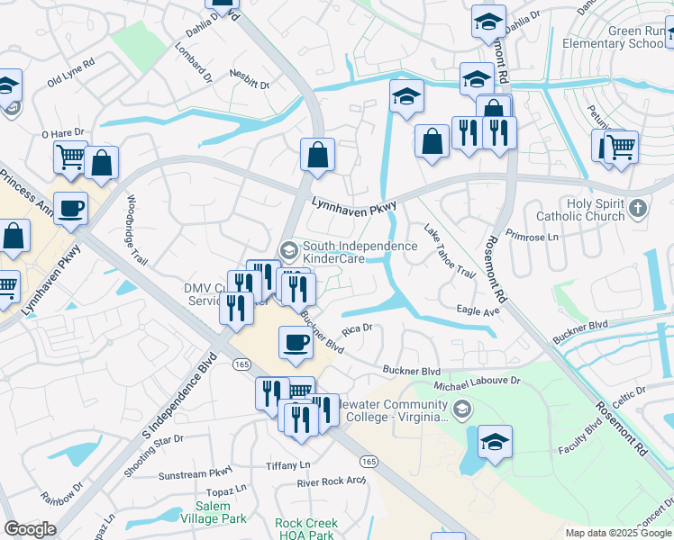 map of restaurants, bars, coffee shops, grocery stores, and more near 3503 Dublin Court in Virginia Beach