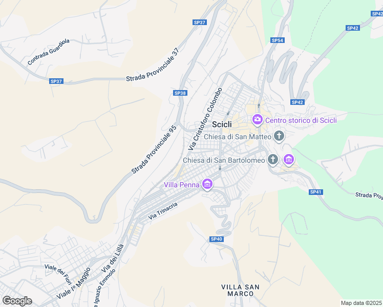 map of restaurants, bars, coffee shops, grocery stores, and more near 33 Via Tagliamento in Scicli