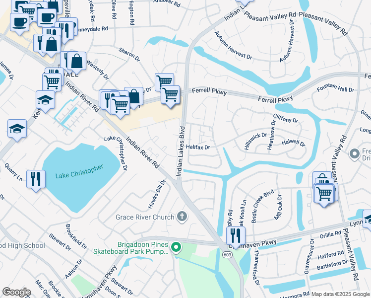 map of restaurants, bars, coffee shops, grocery stores, and more near 1666 Jameson Drive in Virginia Beach