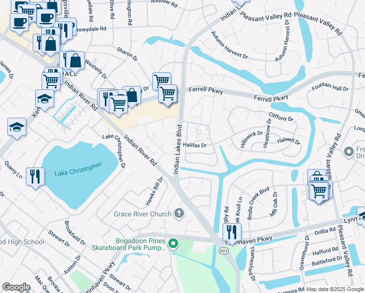 map of restaurants, bars, coffee shops, grocery stores, and more near 1666 Jameson Drive in Virginia Beach