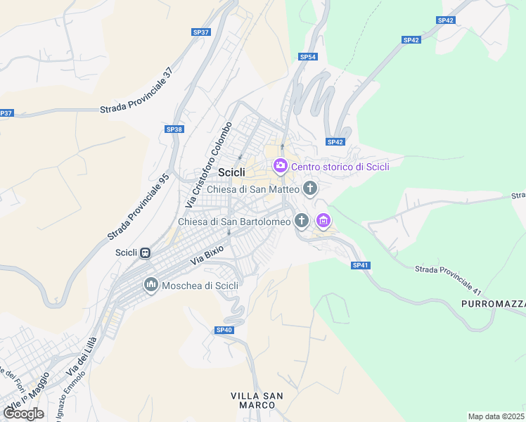 map of restaurants, bars, coffee shops, grocery stores, and more near 101 Via Guglielmo Marconi in Scicli
