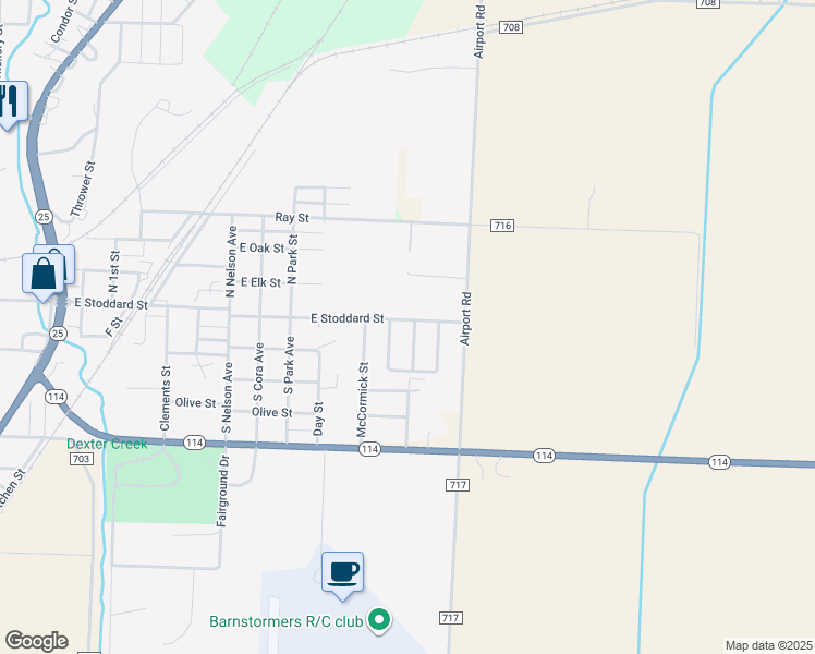 map of restaurants, bars, coffee shops, grocery stores, and more near 4 McClard St in Dexter