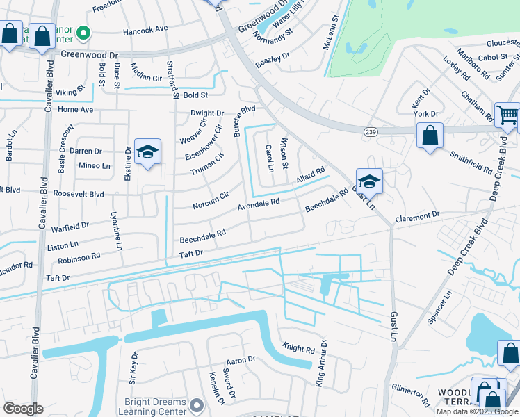 map of restaurants, bars, coffee shops, grocery stores, and more near 319 Avondale Road in Portsmouth