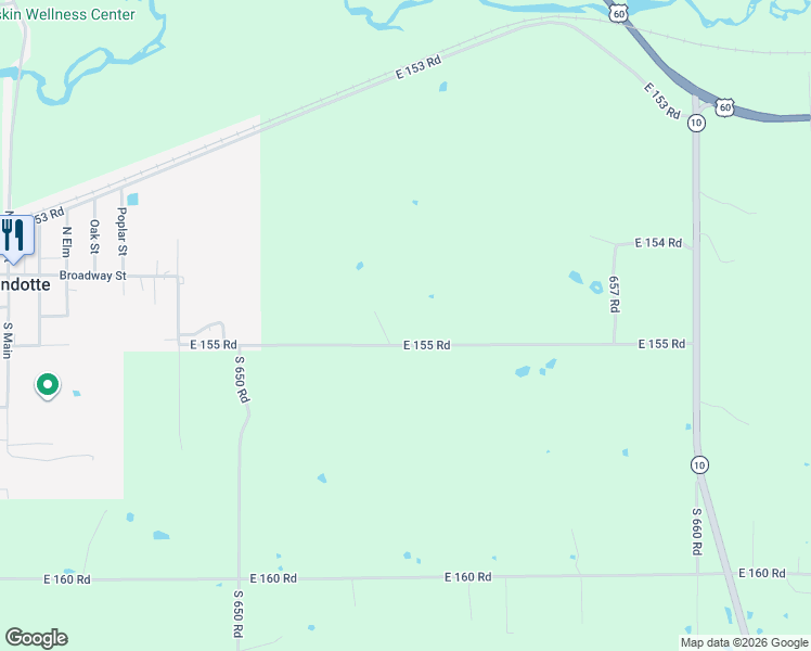 map of restaurants, bars, coffee shops, grocery stores, and more near 65400 East 155 Road in Wyandotte
