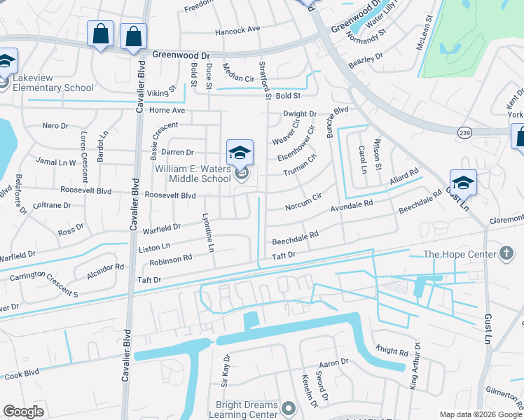 map of restaurants, bars, coffee shops, grocery stores, and more near 305 Stratford Street in Portsmouth