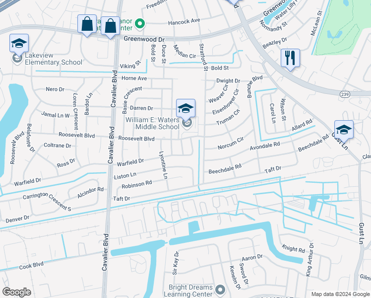 map of restaurants, bars, coffee shops, grocery stores, and more near 1604 Welk Street in Portsmouth
